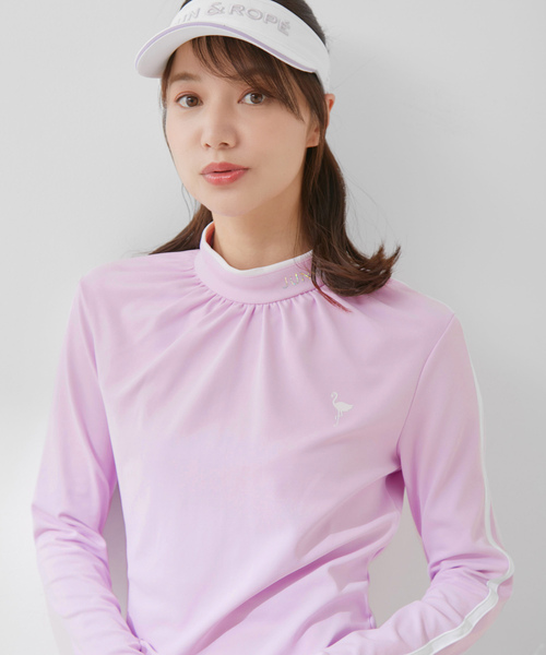 JUN&ROPE' tシャツ 「UV」「防透」配色ギャザー長袖プルオーバー