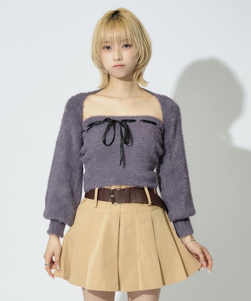 ALLuRing ChaRm ニット セーター Ribbon Knit Camisole Set / ショート