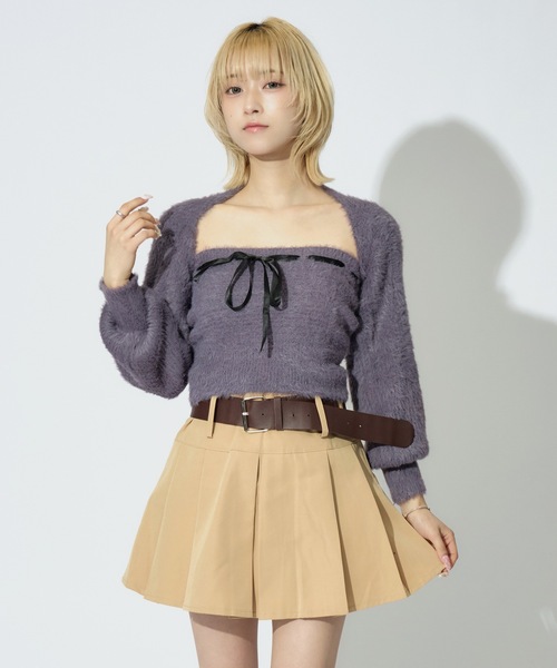ALLuRing ChaRm ニット セーター Ribbon Knit Camisole Set / ショート