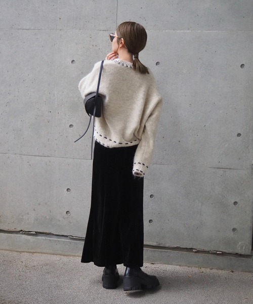カーディガン bicolor stitch cardigan /Vネックバイカラーステッチ カーディガン bicolor stitch cardigan /Vネックバイカラーステッチ