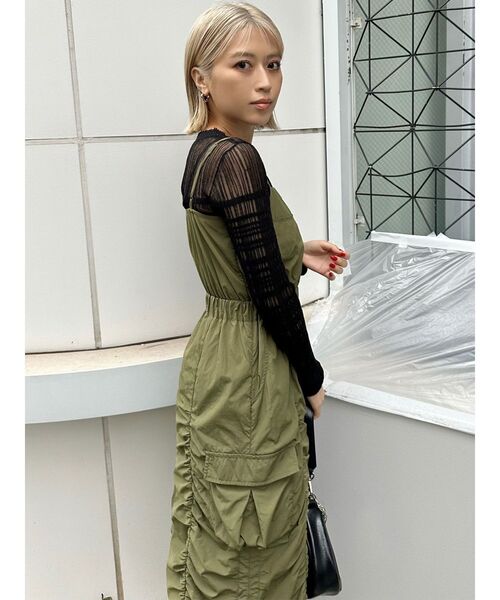 ◆Mullang ミュラーシャーリングワンピース MURUA ワンピース シャーリングカーゴワンピース : ZOZOTOWN