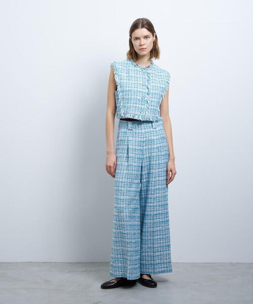 LANVIN en Bleu ベスト ジレ ツイード2WAYショートベスト