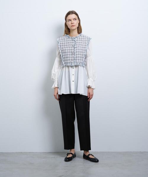 LANVIN en Bleu ベスト ジレ ツイード2WAYショートベスト