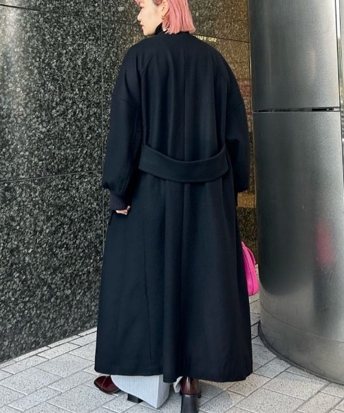 mici（ミチ） ノーカラーコート MEDIUM ブラック レディース