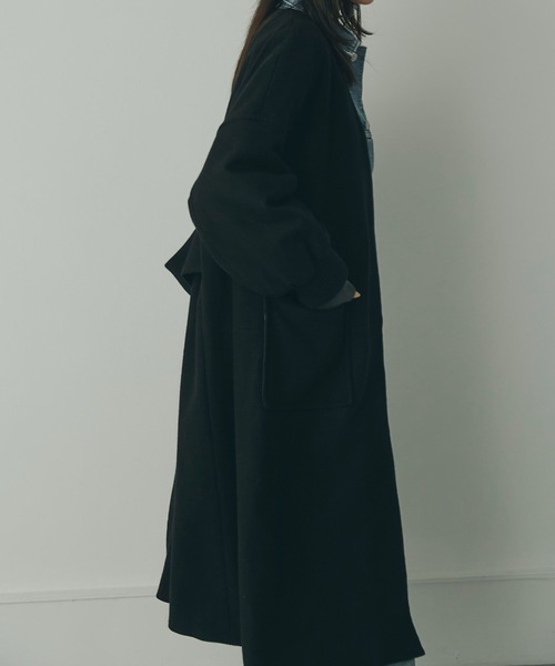 「mici」 ノーカラーコート MEDIUM ブラック レディース_画像2