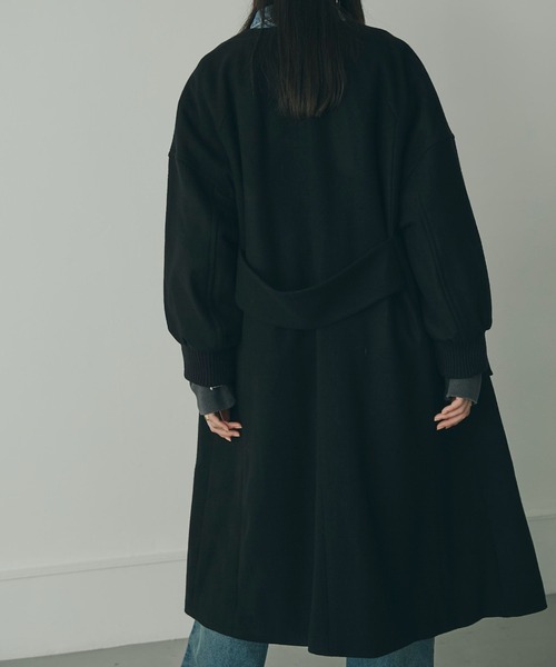 「mici」 ノーカラーコート MEDIUM ブラック レディース_画像3