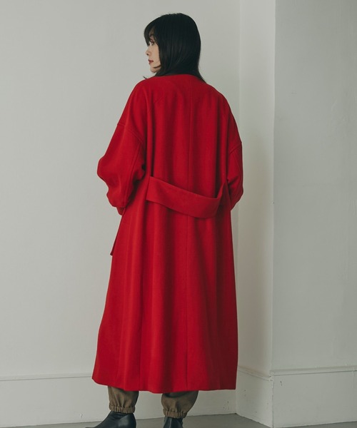 「mici」 ノーカラーコート MEDIUM ブラック レディース_画像9