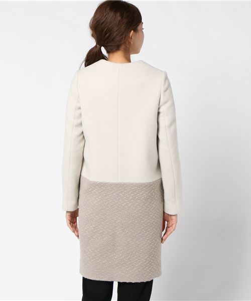 「IENA」 ノーカラーコート 40 ベージュ レディース_画像2