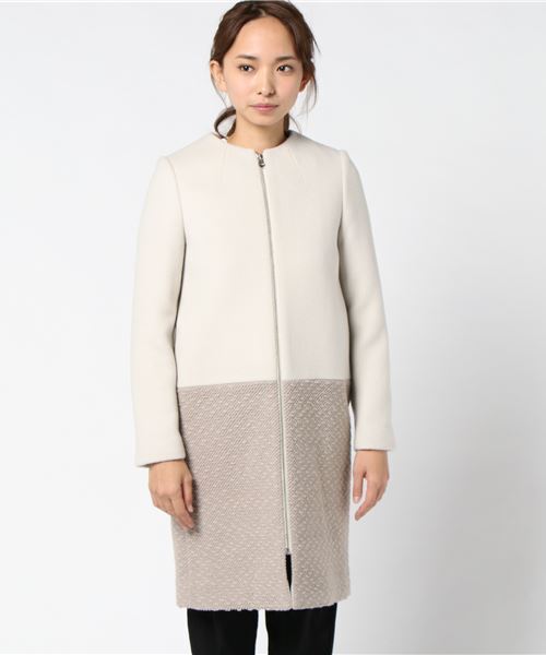 「IENA」 ノーカラーコート 40 ベージュ レディース_画像3