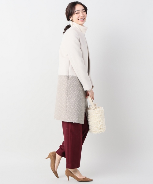 「IENA」 ノーカラーコート 40 ベージュ レディース_画像8