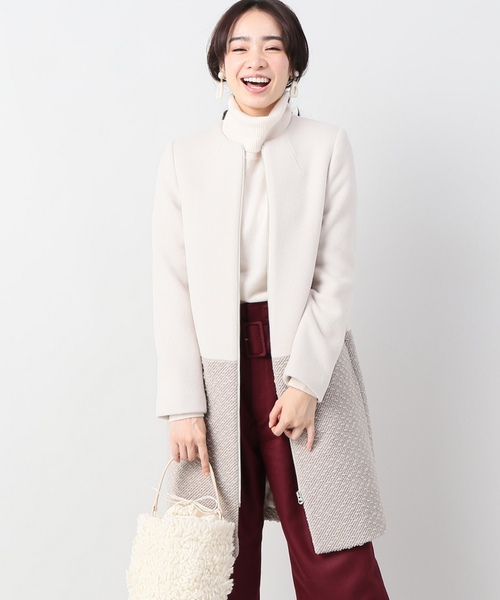 「IENA」 ノーカラーコート 40 ベージュ レディース_画像9