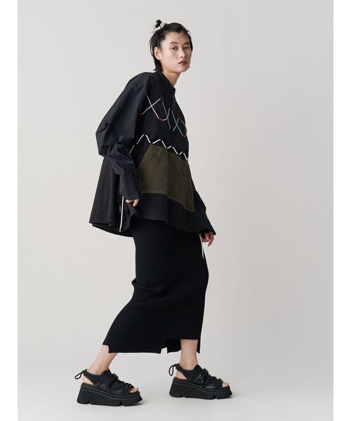 UN3D. ブラウス シャツ WAVE DETAIL ZIP SH「セットアップ着用