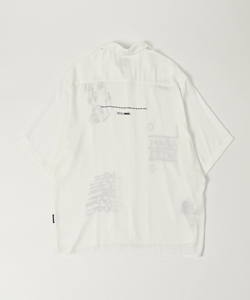 ブラウス シャツ 「ADAMPATEK/アダムパテック」ovmad embroidery short sleeve shirt/刺繍入りドレープ半袖シ ADAMPATEK/mad embroidery short sleeve shirt/刺繍入りドレープ