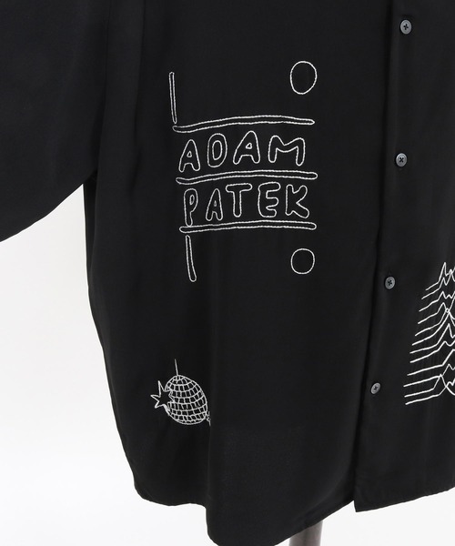 ブラウス シャツ 「ADAMPATEK/アダムパテック」ovmad embroidery short sleeve shirt/刺繍入りドレープ半袖シ ADAMPATEK/mad embroidery short sleeve shirt/刺繍入りドレープ