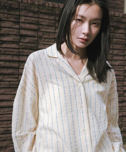 new basic　インドコットンサッカーストライプシャツ　アーバンリサーチ URBAN RESEARCH ブラウス シャツ new basic インドコットン