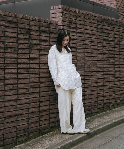 new basic　インドコットンサッカーストライプシャツ　アーバンリサーチ URBAN RESEARCH ブラウス シャツ new basic インドコットン