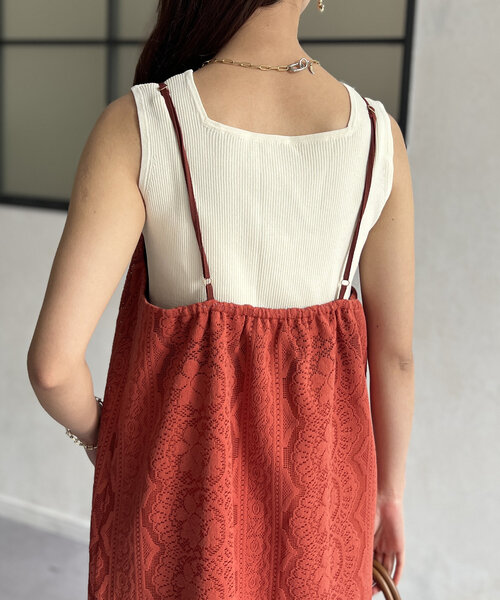 Chez toi（シェトワ） ワンピース カーテンレースキャミワンピース