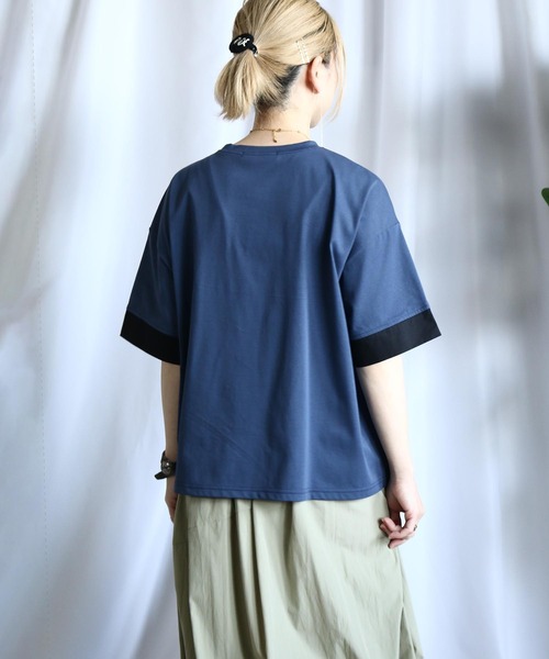 BITTOKO tシャツ 袖切替シャーリングTシャツ レディース