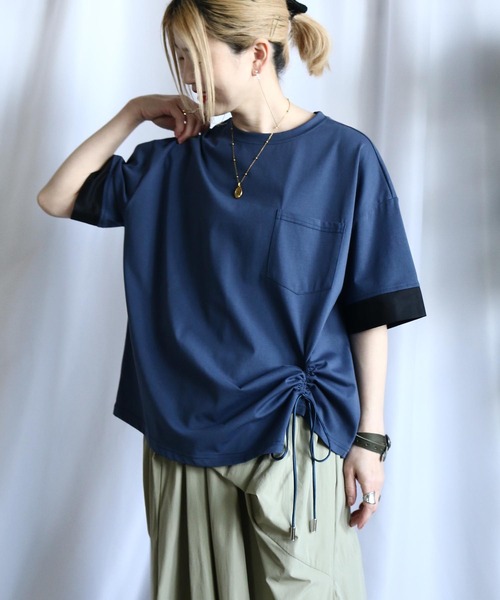 BITTOKO tシャツ 袖切替シャーリングTシャツ レディース
