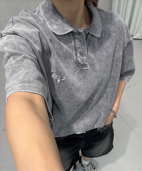 tシャツ 加工鹿の子配色ポロシャツ レディース メンズ