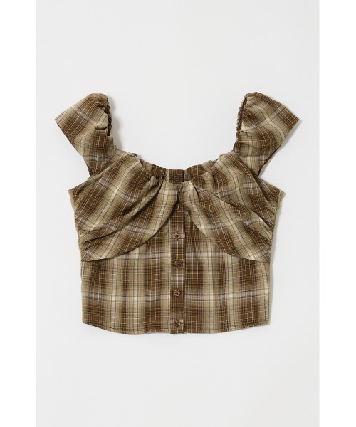MOUSSY ブラウス シャツ LAYERED GATHERED CHECK レディース