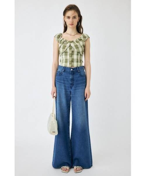 MOUSSY ブラウス シャツ LAYERED GATHERED CHECK レディース