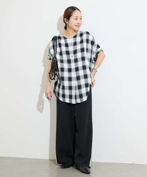 美品＊ジャーナルスタンダード リネンレーヨンブラウス 黒 ゆったり 洗える 春夏 セール】《追加2》【洗える】レーヨン麻ノーカラーブラウス