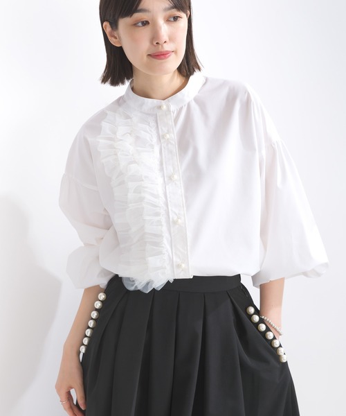 「PICCIN PERLA」 長袖ブラウス M オフホワイト レディース