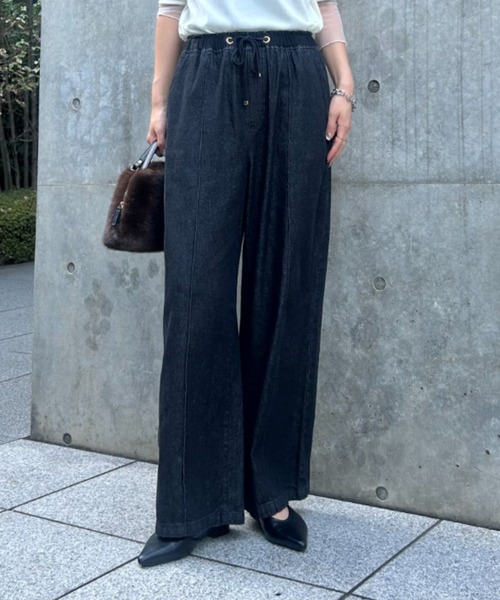 ジーンズ デニム デニムパンツ 「2サイズ展開/オールシーズン」デニムイージーパンツ レディースの画像