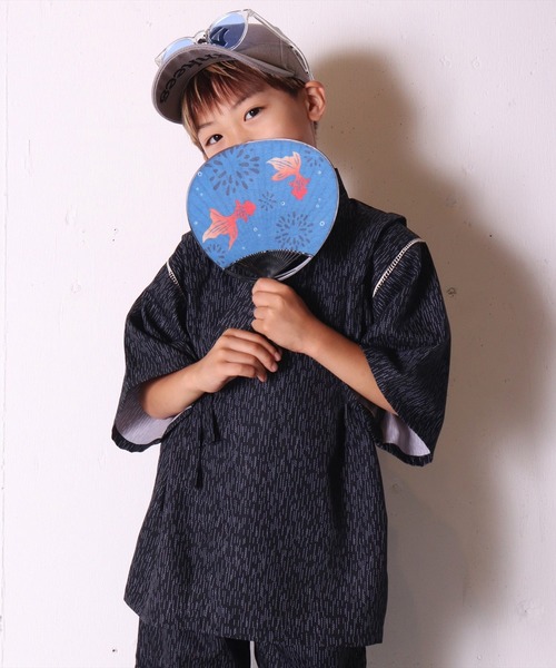 BAYBLO 甚平 浴衣 (DV)キッズ「男の子」総柄プリント 甚平 キッズ 子供
