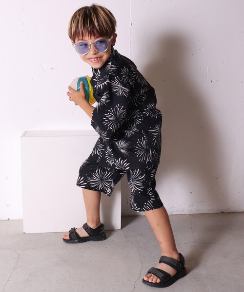 BAYBLO 甚平 浴衣 (DV)キッズ「男の子」総柄プリント 甚平 キッズ 子供
