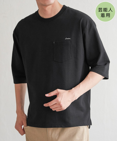 ikka（イッカ） tシャツ インレイ7分袖ポケットプリントT メンズ