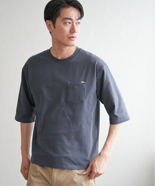 ikka（イッカ） tシャツ インレイ7分袖ポケットプリントT メンズ