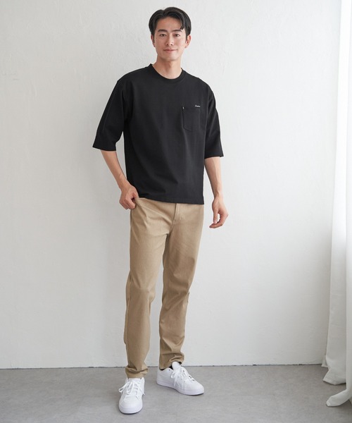 ikka（イッカ） tシャツ インレイ7分袖ポケットプリントT メンズ