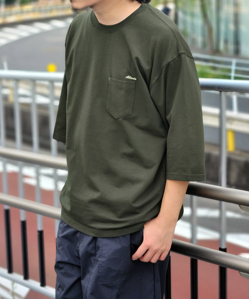 ikka（イッカ） tシャツ インレイ7分袖ポケットプリントT メンズ