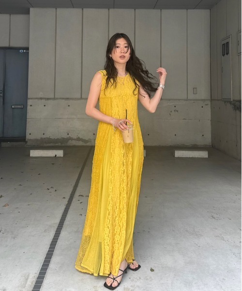 Ameri（アメリ） ワンピース MEDI SWITCH LACE SOFT DRESS : ZOZOTOWN
