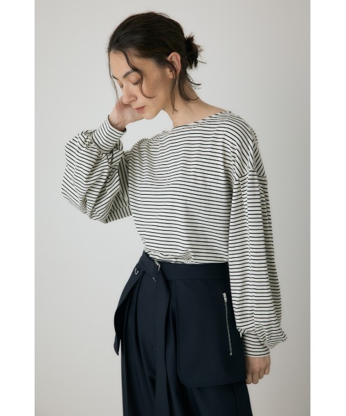 tシャツ ボーダーボリュームスリーブプルオーバー レディース
