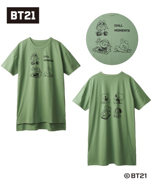SMILELAND tシャツ 半袖 「BT21」ゆるシルエットプリントチュニックT