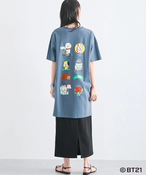 SMILELAND tシャツ 半袖 「BT21」ゆるシルエットプリントチュニックT