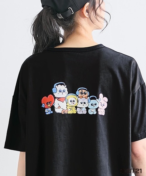 SMILELAND tシャツ 「BT21」ゆるシルエットプリントチュニックTシャツ