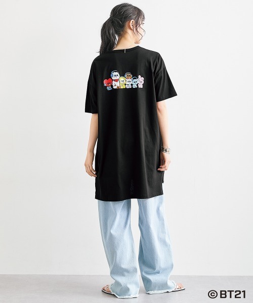 SMILELAND tシャツ 半袖 「BT21」ゆるシルエットプリントチュニックT