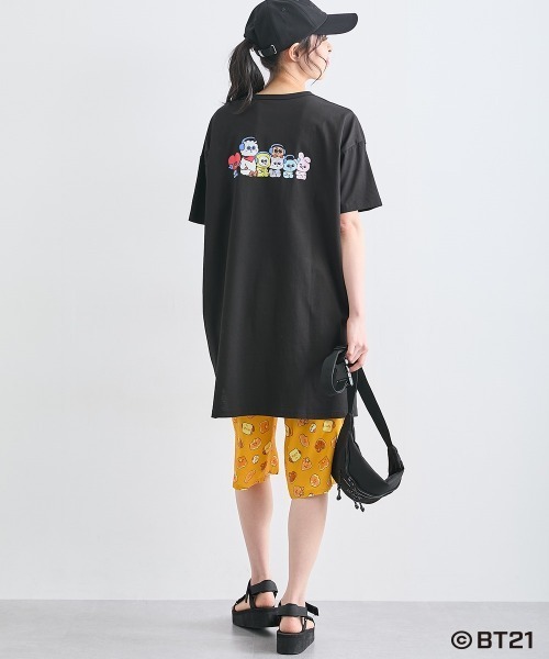 SMILELAND tシャツ 半袖 「BT21」ゆるシルエットプリントチュニックT
