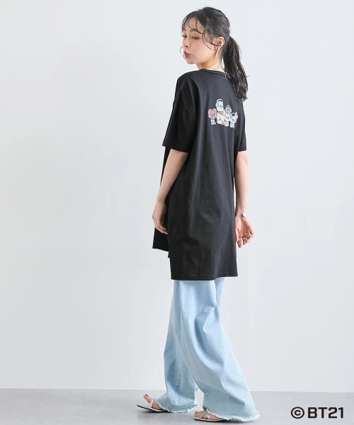 SMILELAND tシャツ 半袖 「BT21」ゆるシルエットプリントチュニックT