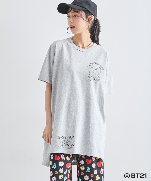 SMILELAND tシャツ 「BT21」ゆるシルエットプリントチュニックT