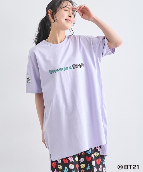 SMILELAND tシャツ 半袖 「BT21」ゆるシルエットプリントチュニックT