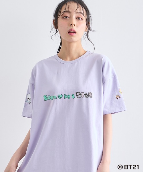 SMILELAND tシャツ 半袖 「BT21」ゆるシルエットプリントチュニックT