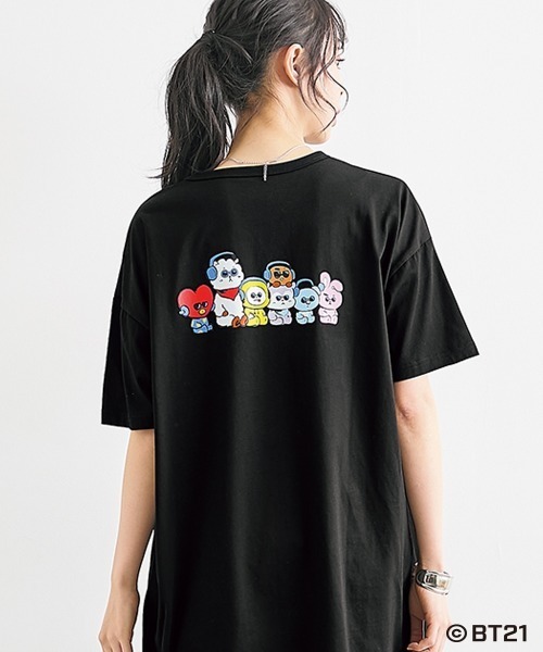 SMILELAND tシャツ 半袖 「BT21」ゆるシルエットプリントチュニックT