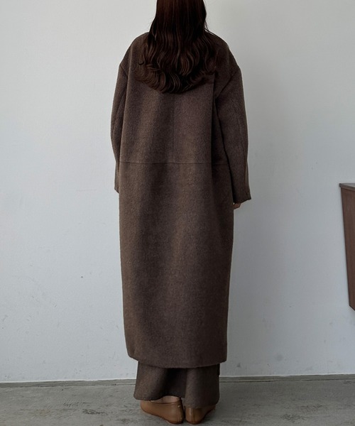 「Louere」 ノーカラーコート X-LARGE クリーム レディース_画像6