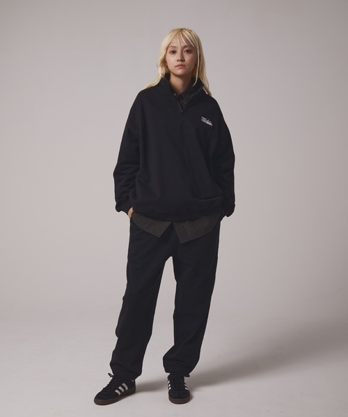 新品❤️TFW フード付きブラックスウェット FIRST DOWN（ファーストダウン） ワイドパンツ スウェットパンツ
