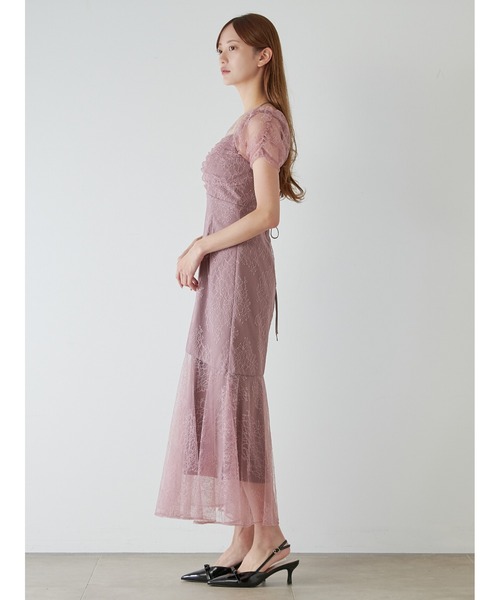 スナイデル　パーティードレス SNIDEL スナイデル シャイニーレースドレス ラベンダー/M｜結婚